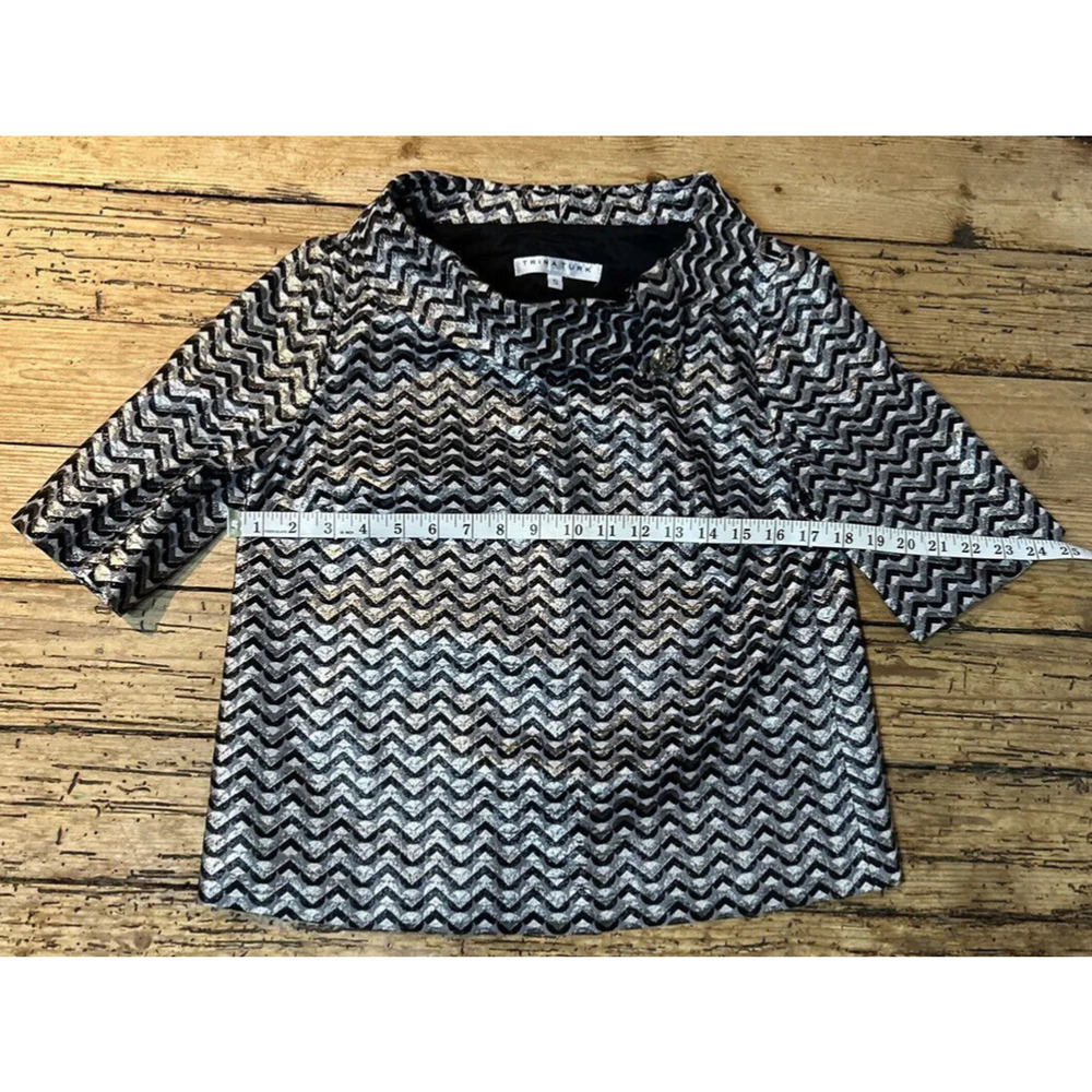 Trina Turk Womens Size S Black/White/Silver Eastern Luxe Saya Top NWOT - Picture 3 of 8
